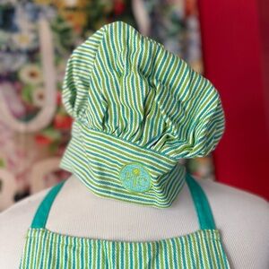 KIDS Pampered Chef Kids Chef Hat in Green & Blue Stripe